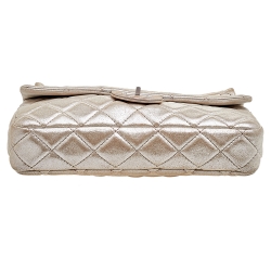 Pre Owned Chanel Metallic Beige Suede Large Roll Reissue Clutch