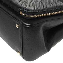 Pre Owned Chanel Black Caviar Leather and Python Small Business Affinity Shopper Bag