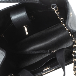 Pre Owned Chanel Black Caviar Leather and Python Small Business Affinity Shopper Bag