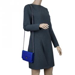 Pre Owned Chanel Blue Patent Leather Reissue Puzzle WOC Shoulder Bag