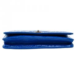 Pre Owned Chanel Blue Patent Leather Reissue Puzzle WOC Shoulder Bag