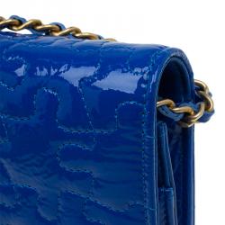 Pre Owned Chanel Blue Patent Leather Reissue Puzzle WOC Shoulder Bag