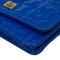 Pre Owned Chanel Blue Patent Leather Reissue Puzzle WOC Shoulder Bag