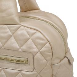 Pre Owned Chanel Gold Iridescent Quilted Leather Coco Cocoon Bowling Bag