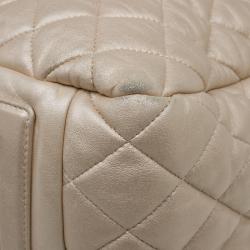 Pre Owned Chanel Gold Iridescent Quilted Leather Coco Cocoon Bowling Bag