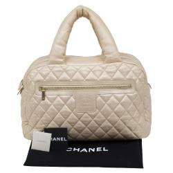 Pre Owned Chanel Gold Iridescent Quilted Leather Coco Cocoon Bowling Bag