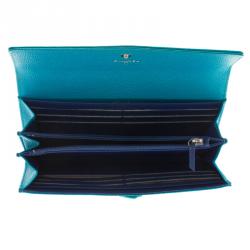 Pre Owned محفظة كونتيننتال شانيل جلد زرقاء