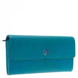 Pre Owned محفظة كونتيننتال شانيل جلد زرقاء