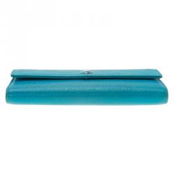 Pre Owned محفظة كونتيننتال شانيل جلد زرقاء