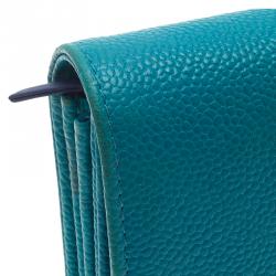 Pre Owned محفظة كونتيننتال شانيل جلد زرقاء