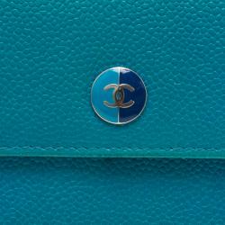 Pre Owned محفظة كونتيننتال شانيل جلد زرقاء