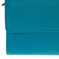 Pre Owned محفظة كونتيننتال شانيل جلد زرقاء