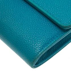 Pre Owned محفظة كونتيننتال شانيل جلد زرقاء