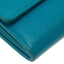 Pre Owned محفظة كونتيننتال شانيل جلد زرقاء