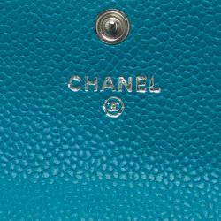 Pre Owned محفظة كونتيننتال شانيل جلد زرقاء