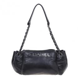 Pre Owned Chanel Black Leather Shoulder Bag