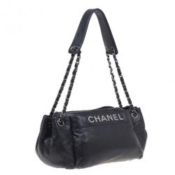 Pre Owned Chanel Black Leather Shoulder Bag