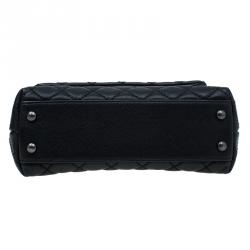 Pre Owned Chanel Black Quilted Caviar Leather Mini Coco Top Handle Bag