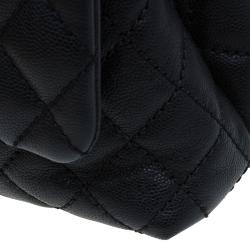 Pre Owned Chanel Black Quilted Caviar Leather Mini Coco Top Handle Bag