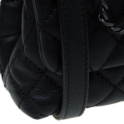 Pre Owned Chanel Black Quilted Caviar Leather Mini Coco Top Handle Bag