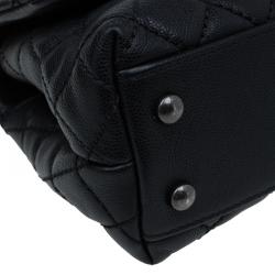 Pre Owned Chanel Black Quilted Caviar Leather Mini Coco Top Handle Bag