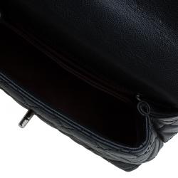 Pre Owned Chanel Black Quilted Caviar Leather Mini Coco Top Handle Bag