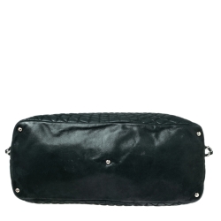 Pre Owned Chanel Dark Green Quilted Iridescent Leather Large Sea Hit Tote