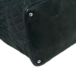 Pre Owned Chanel Dark Green Quilted Iridescent Leather Large Sea Hit Tote