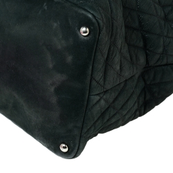 Pre Owned Chanel Dark Green Quilted Iridescent Leather Large Sea Hit Tote