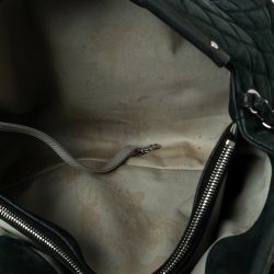 Pre Owned Chanel Dark Green Quilted Iridescent Leather Large Sea Hit Tote