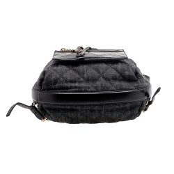 Pre Owned Chanel Grey/Black Quilted Denim and Leather CC Backpack