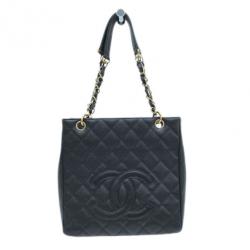 Pre Owned Chanel Black Caviar Petit Shopping Tote PST