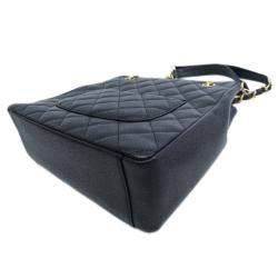 Pre Owned Chanel Black Caviar Petit Shopping Tote PST
