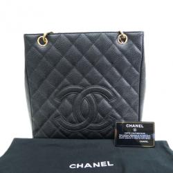 Pre Owned Chanel Black Caviar Petit Shopping Tote PST
