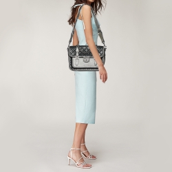 Pre Owned Chanel Metallic Grey/Black Iridescent Leather Paris Bombay Back To School Messenger Bag