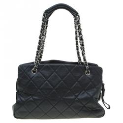 Pre Owned Chanel Black Quilted Caviar Soft Leather Timeless Shopping Tote