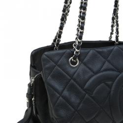 Pre Owned Chanel Black Quilted Caviar Soft Leather Timeless Shopping Tote