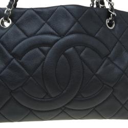 Pre Owned Chanel Black Quilted Caviar Soft Leather Timeless Shopping Tote