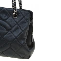 Pre Owned Chanel Black Quilted Caviar Soft Leather Timeless Shopping Tote