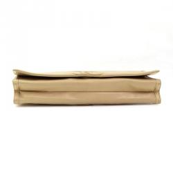 Pre Owned Chanel Beige Lambskin CC Flap Clutch