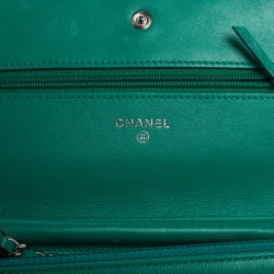 Chanel Green Quilted Patent Leather WOC  Bag