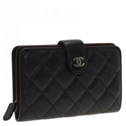 مملوكة مسبقًا محفظة صغيرة شانيل CC جلد أسود مبطن