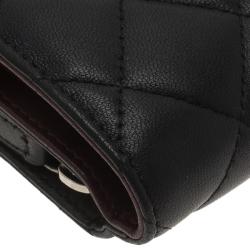 مملوكة مسبقًا محفظة صغيرة شانيل CC جلد أسود مبطن