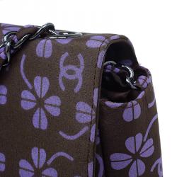 مملوكة مسبقًا Chanel Brown Nylon Four Leave Clover Single Flap Shoulder Bag