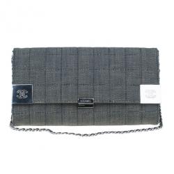 Pre Owned حقيبة كتف شانيل دينم أسود تصميم قالب الشيكولاتة طية أمامية