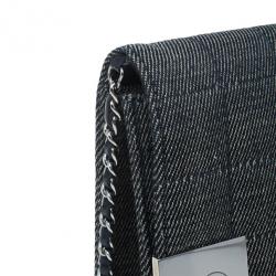 Pre Owned حقيبة كتف شانيل دينم أسود تصميم قالب الشيكولاتة طية أمامية