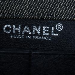 Pre Owned حقيبة كتف شانيل دينم أسود تصميم قالب الشيكولاتة طية أمامية