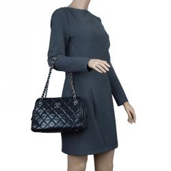 Pre Owned Chanel Black Lambskin Small CC Crown Camera Case Bag 