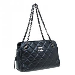 Pre Owned Chanel Black Lambskin Small CC Crown Camera Case Bag 