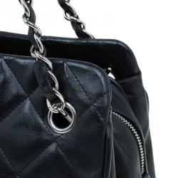 Pre Owned Chanel Black Lambskin Small CC Crown Camera Case Bag 